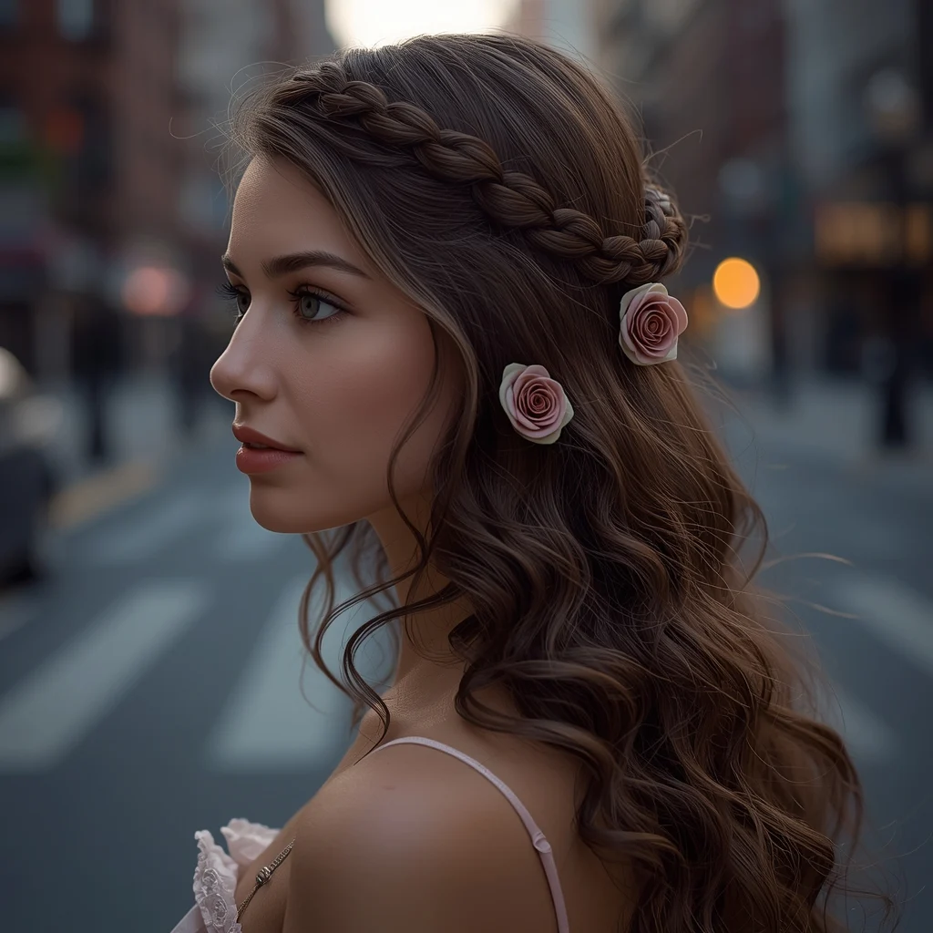 Braided Rose Half-Up Style